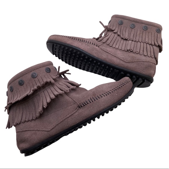 Minnetonka Shoes - Minnetonka double fringe suede side zip ankle boot